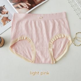 High Waist Bow Traceless Lace Briefs (Option: 425 Light Pink-Plus Size)