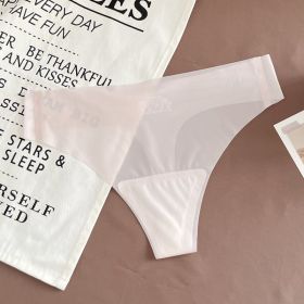 Mask Underwear Female Thin Section Traceless Ice Silk T-back (Option: Light Pink-L)