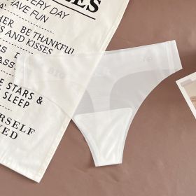 Mask Underwear Female Thin Section Traceless Ice Silk T-back (Option: White-L)