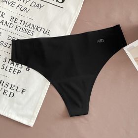 Mask Underwear Female Thin Section Traceless Ice Silk T-back (Option: Black-L)
