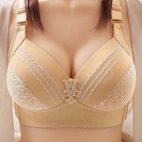 High-end Plus Size Thin Cup Without Steel Ring Beauty Back Underwear Comfort Adjustment Breathable Sweat Absorbing Bra (Option: Skin Color-36Or80)