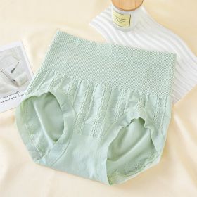 High Waist Bow Traceless Lace Briefs (Option: 6707 Milk Green-Plus Size)