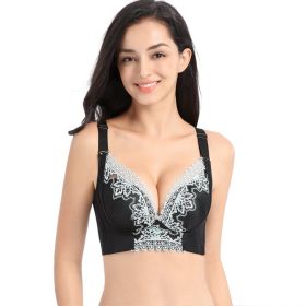 Big Cup Thin Adjustable Wireless Underwear For Women (Option: Black-34OR75D)