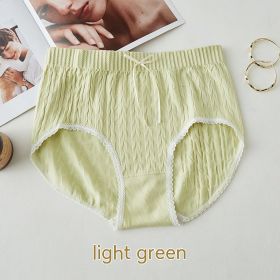High Waist Bow Traceless Lace Briefs (Option: 421 Light Green-Plus Size)
