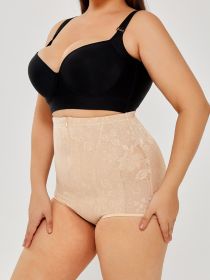 Tummy Control Underwear For Women Lace High Waisted Body Shaper (Option: S-Apricot)