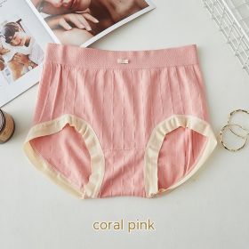 High Waist Bow Traceless Lace Briefs (Option: 425 Coral Pink-Plus Size)
