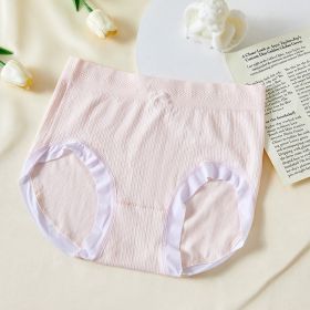 High Waist Bow Traceless Lace Briefs (Option: 6628 Cherry Blossom Powder-Standard Size)