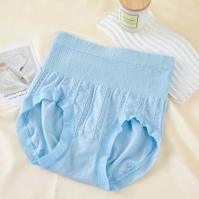High Waist Bow Traceless Lace Briefs (Option: 6707 Sky Blue-Plus Size)