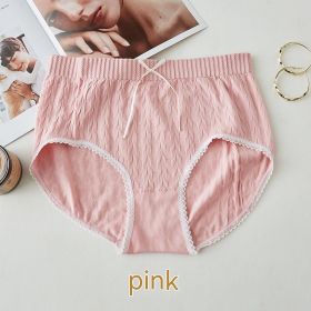 High Waist Bow Traceless Lace Briefs (Option: 421 Pink-Plus Size)