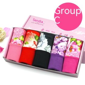Modal Underwear For Women Mid-waist Cotton (Option: 5 Pieces C Group-Plus Size)