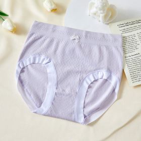 High Waist Bow Traceless Lace Briefs (Option: 6628 Lilac Purple-Plus Size)