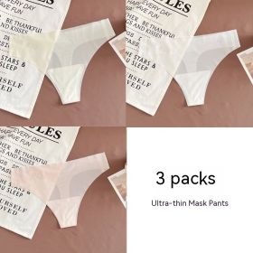 Mask Underwear Female Thin Section Traceless Ice Silk T-back (Option: Light green white light flesh-L)