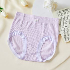 High Waist Bow Traceless Lace Briefs (Option: 6628 Snow Cyan-Plus Size)