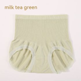 High Waist Bow Traceless Lace Briefs (Option: 6636 Milk Tea Green-Plus Size)