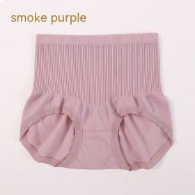 High Waist Bow Traceless Lace Briefs (Option: 6636 Smoky Purple-Plus Size)
