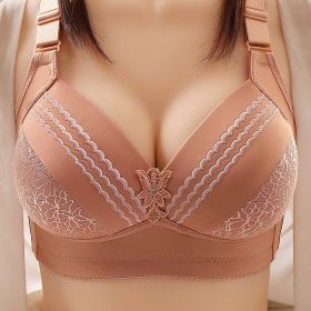 High-end Plus Size Thin Cup Without Steel Ring Beauty Back Underwear Comfort Adjustment Breathable Sweat Absorbing Bra (Option: Brick Red-46Or105)