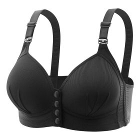 Large Size Front Button Underwear Nursing Without Steel Ring Push Up (Option: 38or85-Black)