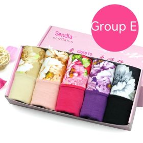 Modal Underwear For Women Mid-waist Cotton (Option: 5 Pieces E Group-Plus Size)