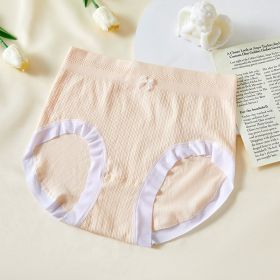 High Waist Bow Traceless Lace Briefs (Option: 6628 Sunset Orange-Plus Size)