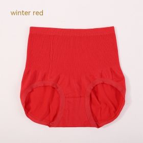 High Waist Bow Traceless Lace Briefs (Option: 6636 Winter Red-Plus Size)