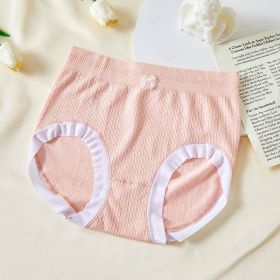 High Waist Bow Traceless Lace Briefs (Option: 6628 Peach Pink-Plus Size)