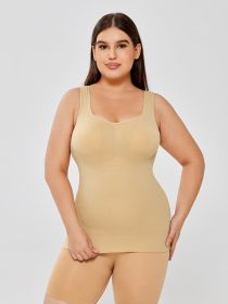 Women's Stretch Cotton Cami With Built-in Shelf Bra (Option: M-Apricot)