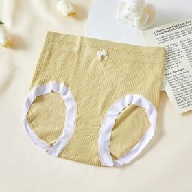 High Waist Bow Traceless Lace Briefs (Option: 6628 Mustard Yellow-Plus Size)