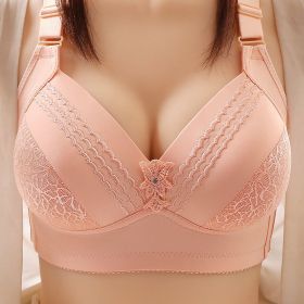 High-end Plus Size Thin Cup Without Steel Ring Beauty Back Underwear Comfort Adjustment Breathable Sweat Absorbing Bra (Option: Shrimp Red-36Or80)