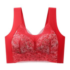 Small Floral Ice Silk Seamless Beautiful Back Bra (Option: Red-L)