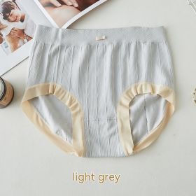 High Waist Bow Traceless Lace Briefs (Option: 425 Light Gray-Plus Size)
