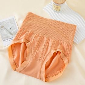 High Waist Bow Traceless Lace Briefs (Option: 6707 Orange-Plus Size)