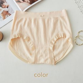 High Waist Bow Traceless Lace Briefs (Option: 425 Skin Color-Plus Size)