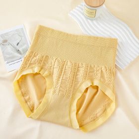 High Waist Bow Traceless Lace Briefs (Option: 6707 Ginger Yellow-Plus Size)