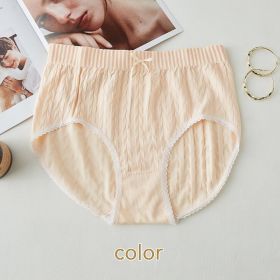 High Waist Bow Traceless Lace Briefs (Option: 421 Skin Color-Plus Size)