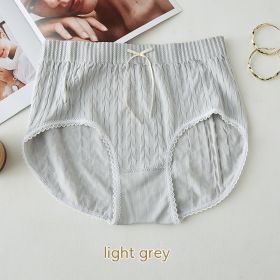 High Waist Bow Traceless Lace Briefs (Option: 421 Light Gray-Plus Size)