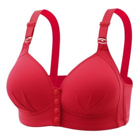 Large Size Front Button Underwear Nursing Without Steel Ring Push Up (Option: 38or85-Red)