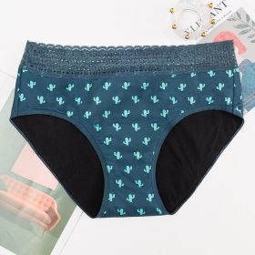 Leak-proof Large Size Four-layer Physiological Underwear (Option: Cactus Print-L)