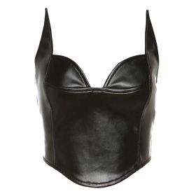 Slim Fit Backless PU Leather All-match Vest (Option: Black-L)
