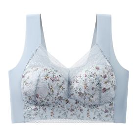 Small Floral Ice Silk Seamless Beautiful Back Bra (Option: Blue-2L)