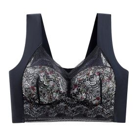 Small Floral Ice Silk Seamless Beautiful Back Bra (Option: Black-2L)
