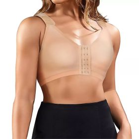 Women's Wireless Push-up Front Buckle Sports Bra (Option: Skin Color-L)