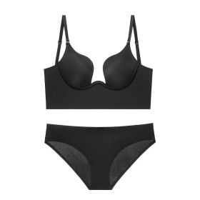 Back Beauty Non-trace Bra Suit (Option: Black Suit-80D)