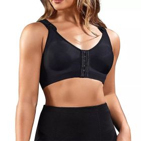 Women's Wireless Push-up Front Buckle Sports Bra (Option: Black-XL)