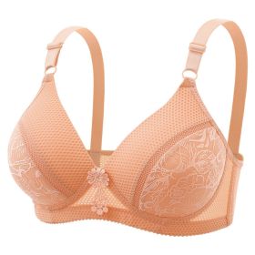 Women's Steel Wire Mesh Medium Cup Plus Size Push Up Underwear (Option: Orange Pink-38 85B)