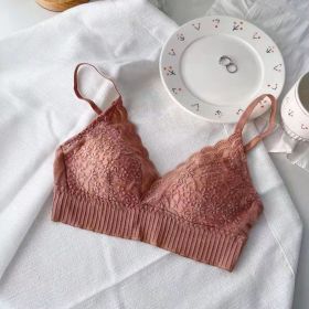 French Style Nude Feel Lace Triangle Cup Underwear Women's Bra (Option: Orange-3680AB)
