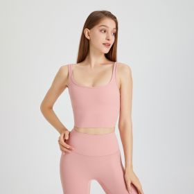Outer Wear Sports Back Shaping Double-shoulder Strap Push Up Belly Contracting Yoga Clothes (Option: Peach Pink-L)