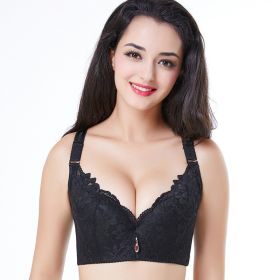 Adjustable Solid Color Lace Big Cup Thin Bra Women's Underwear (Option: Black-38 85E)
