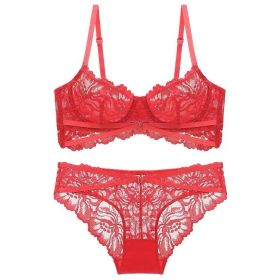 Thin Women's French-style Comfortable Small Sized Bra Underwear Suit (Option: Red-75B)