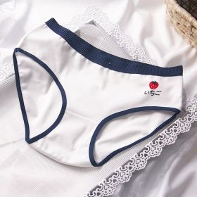 Japanese Style Purplish Blue Strawberry Underwear 5 Pack Women (Option: White Bottom Side Strawberry-XL)