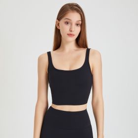 Outer Wear Sports Back Shaping Double-shoulder Strap Push Up Belly Contracting Yoga Clothes (Option: Black-L)